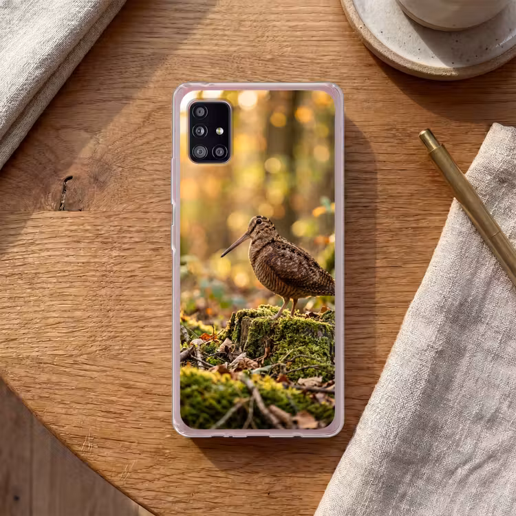 Houtsnip - Bos - Bladeren - Herfst - Gecamoufleerd Telefoonhoesje Samsung Galaxy A51 5G klein -sfeer1