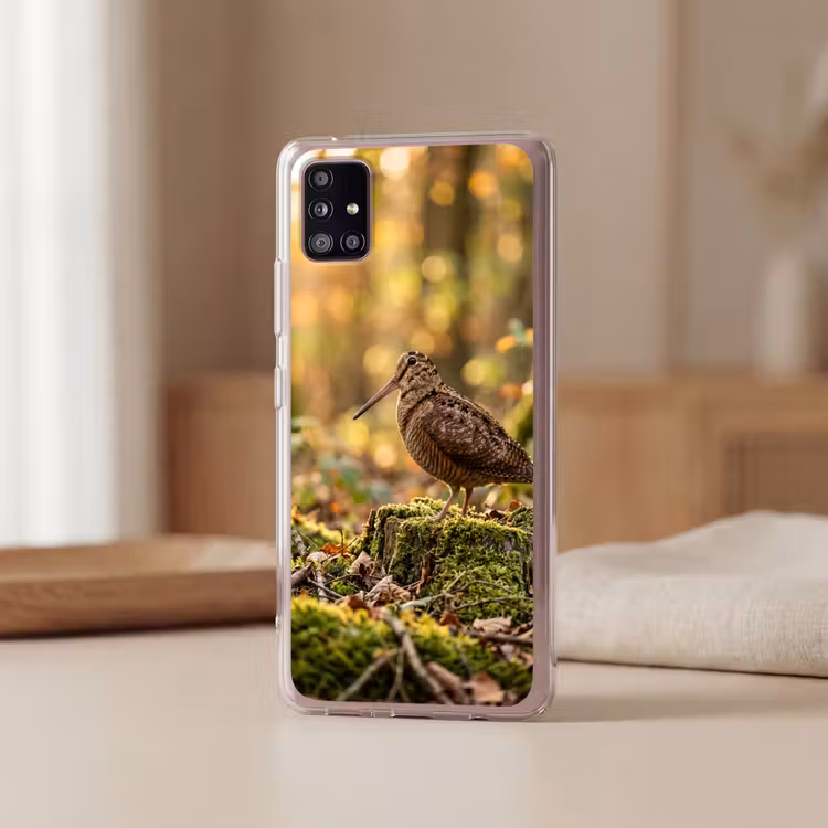 Houtsnip - Bos - Bladeren - Herfst - Gecamoufleerd Telefoonhoesje Samsung Galaxy A51 5G klein -sfeer2