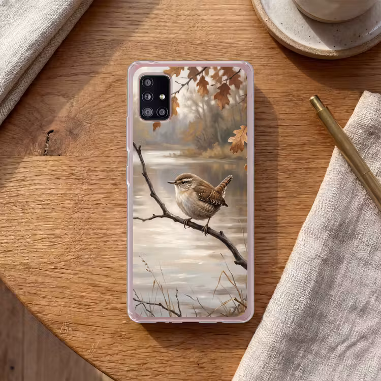 Winterkoninkje - Tak - Rivier - Natuur - Sfeervol Telefoonhoesje Samsung Galaxy A51 5G klein -sfeer1