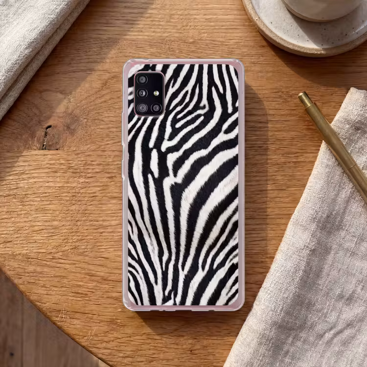 Zebra - Vacht - Klassiek - Zwart - Wit Telefoonhoesje Samsung Galaxy A51 5G klein -sfeer1