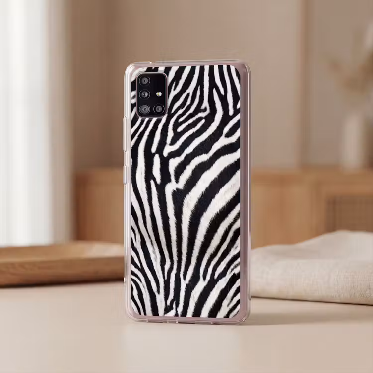 Zebra - Vacht - Klassiek - Zwart - Wit Telefoonhoesje Samsung Galaxy A51 5G klein -sfeer2