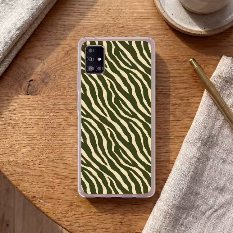 Zebra - Patroon - Groen Telefoonhoesje Samsung Galaxy A51 5G klein 373 -sfeer1