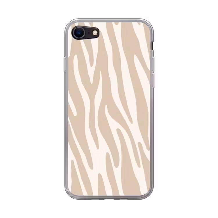 Zebraprint - Beige - Wit - Dierenprint Telefoonhoesje iPhone 7 klein -3d