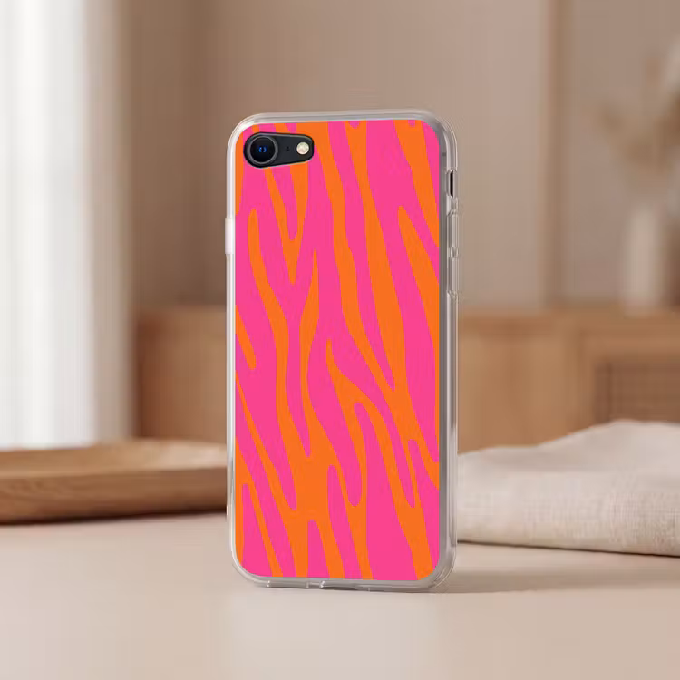 Zebraprint - Roze - Oranje - Dierenprint Telefoonhoesje iPhone 7 klein -sfeer2