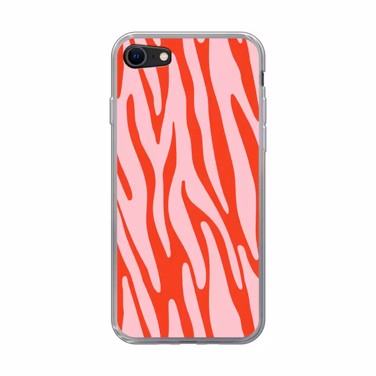 Zebraprint - Roze - Rood - Dierenprint Telefoonhoesje iPhone 7 klein -3d