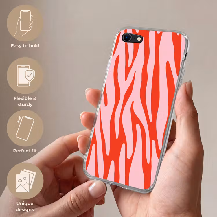 Zebraprint - Roze - Rood - Dierenprint Telefoonhoesje iPhone 7 klein -sfeer3_EN