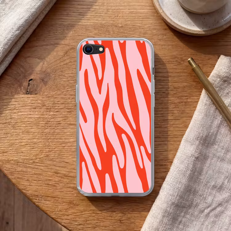 Zebraprint - Roze - Rood - Dierenprint Telefoonhoesje iPhone 7 klein -sfeer1