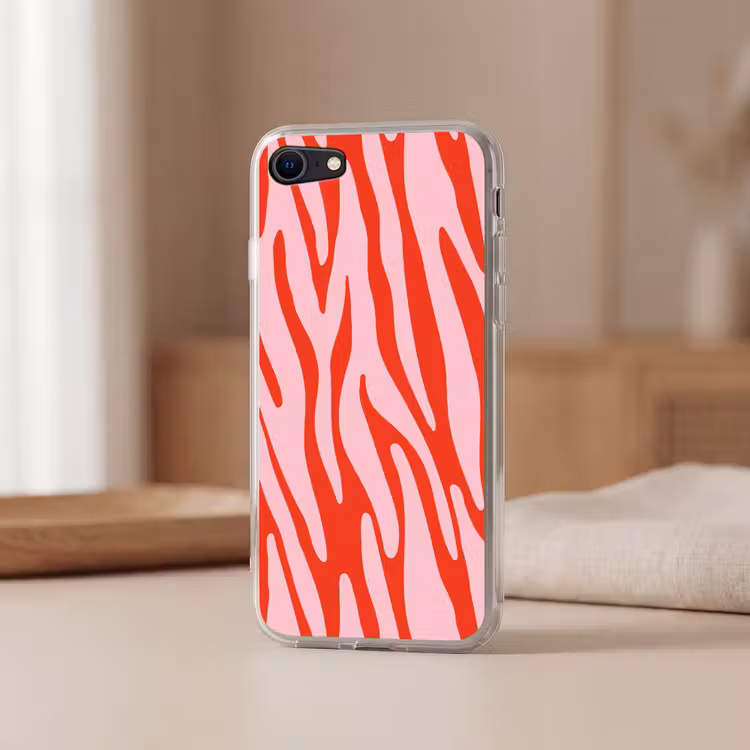 Zebraprint - Roze - Rood - Dierenprint Telefoonhoesje iPhone 7 klein -sfeer2