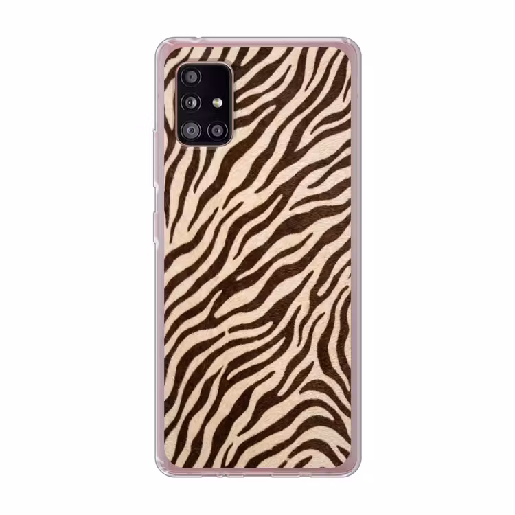 Zebra - Strepen - Bruin Telefoonhoesje Samsung Galaxy A51 5G klein -3d