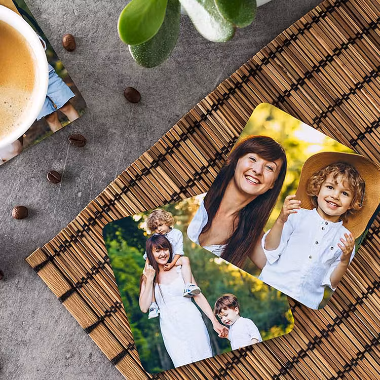photo coasters of family