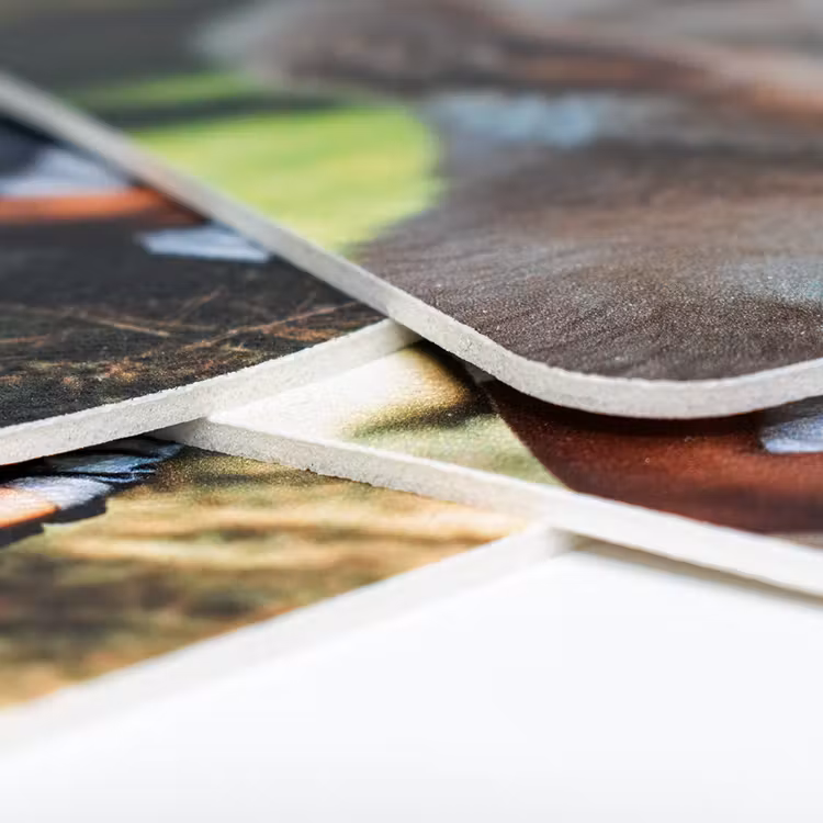 photo coasters close up