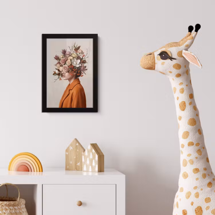 Gezicht - Boeket - Kleurrijk fotolijst zwart zonder passe partout klein -usfeer4_kinderkamer