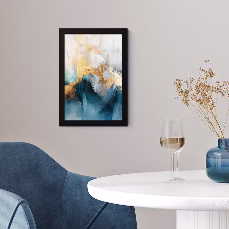 Abstract - Kunst - Gold - Blauw fotolijst zwart zonder passe partout klein -sfeer4