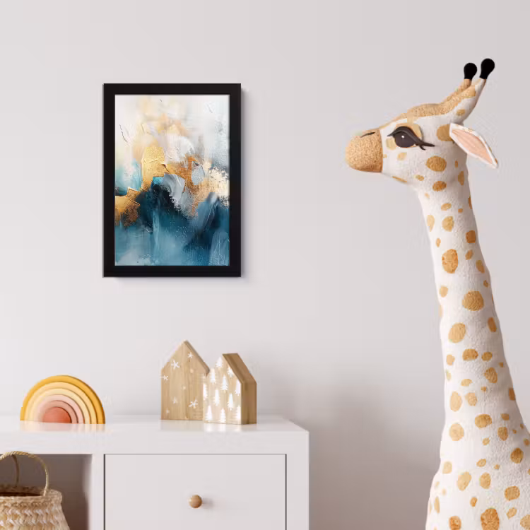 Abstract - Kunst - Gold - Blauw fotolijst zwart zonder passe partout klein -usfeer4_kinderkamer