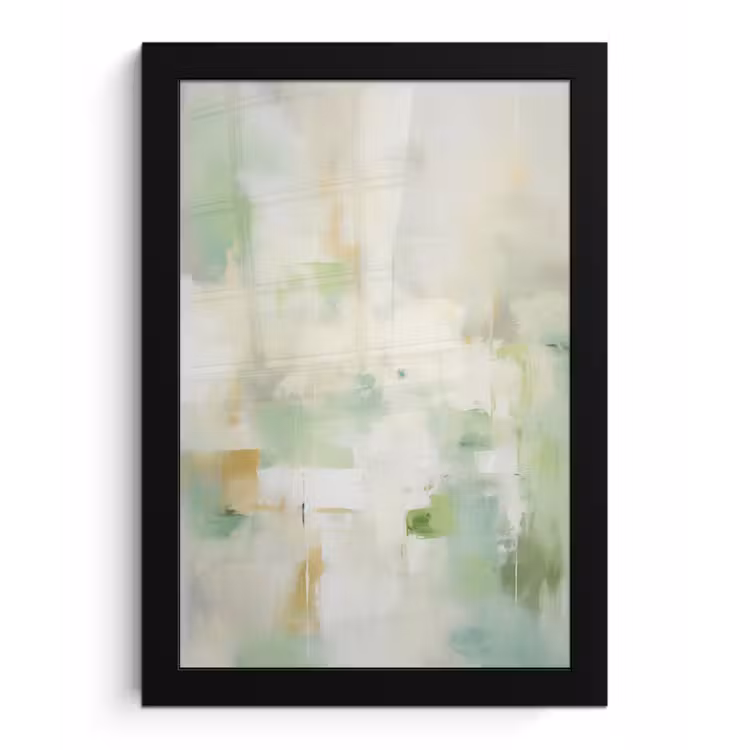 Abstract - Kunst - Wit - Groen - Modern fotolijst zwart zonder passe partout klein -3d