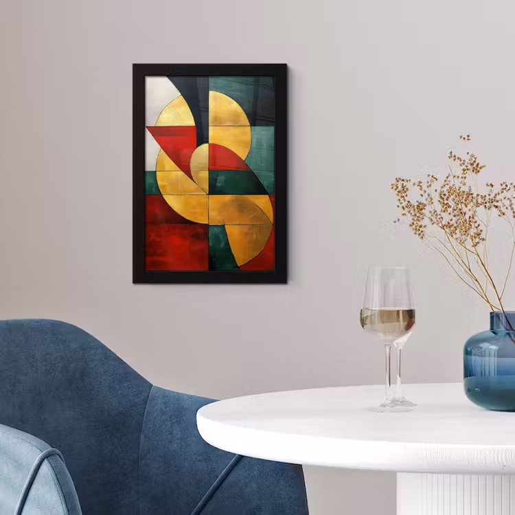 Abstract - Kerst - Goud - Rood - Groen fotolijst zwart zonder passe partout klein -sfeer4