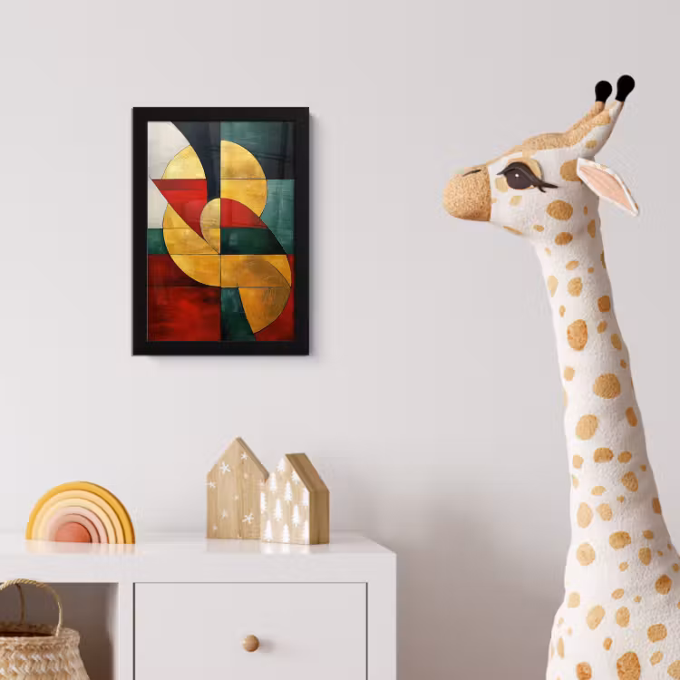Abstract - Kerst - Goud - Rood - Groen fotolijst zwart zonder passe partout klein -usfeer4_kinderkamer
