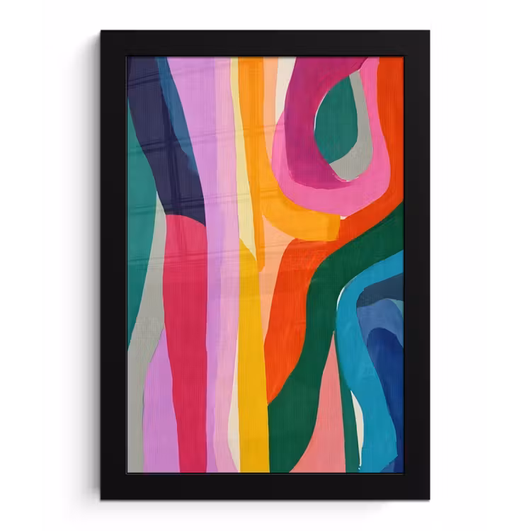 Abstract - Kleurrijk - Golven - Lijnen fotolijst zwart zonder passe partout klein -3d
