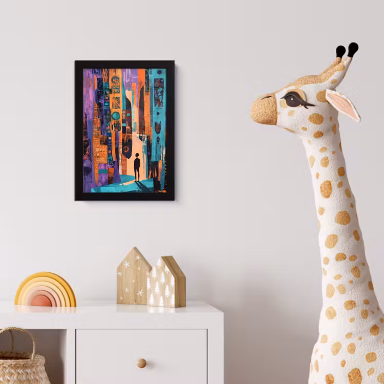 Abstract - Figuren - Kleurrijk fotolijst zwart zonder passe partout klein -usfeer4_kinderkamer
