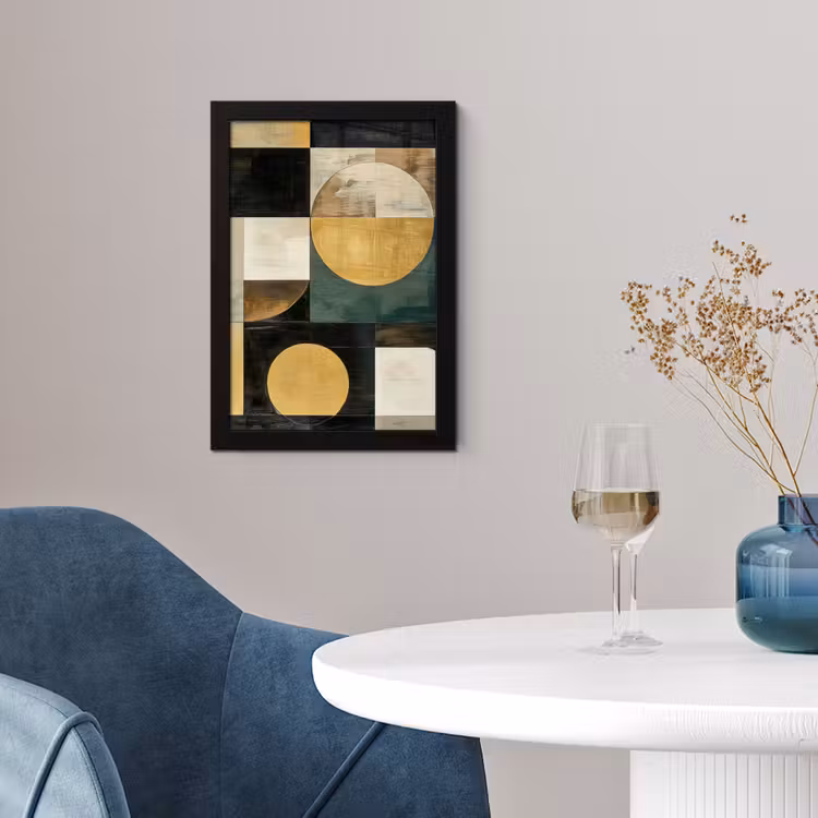 Abstract - Goud - Brons - Vormen - Geometrisch fotolijst zwart zonder passe partout klein -sfeer4