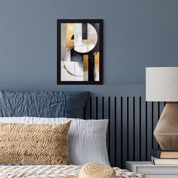 Abstract - Goud - Zilver - Vormen - Aesthetic fotolijst zwart zonder passe partout klein -sfeer3