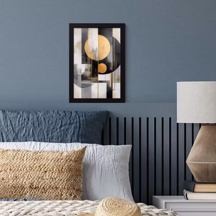Abstract - Goud - Zilver - Vormen - Aesthetic - Modern fotolijst zwart zonder passe partout klein -sfeer3
