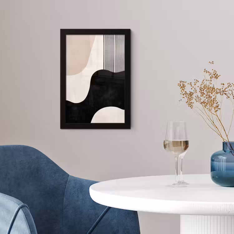 Abstract - Japandi - Beige - Modern fotolijst zwart zonder passe partout klein -sfeer4