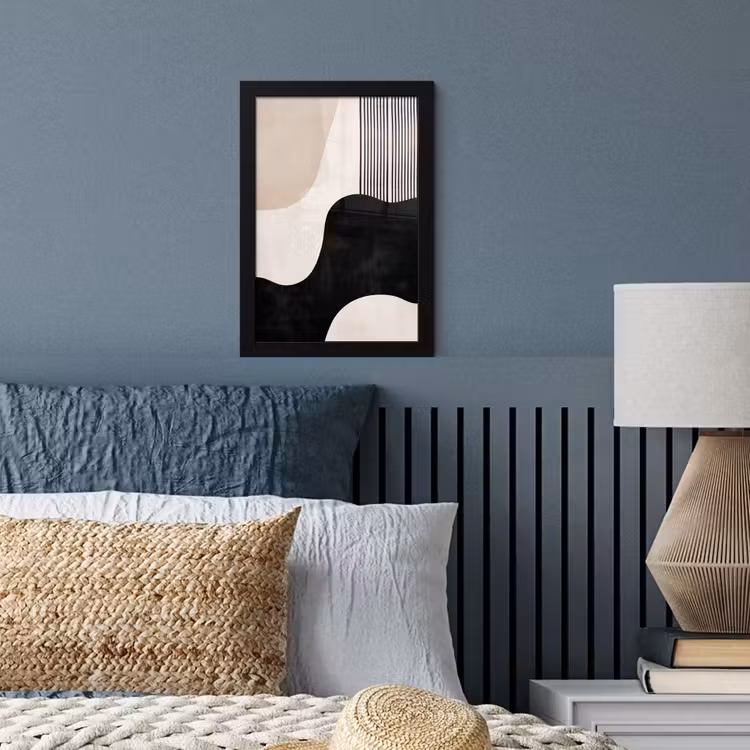 Abstract - Japandi - Beige - Modern fotolijst zwart zonder passe partout klein -sfeer3