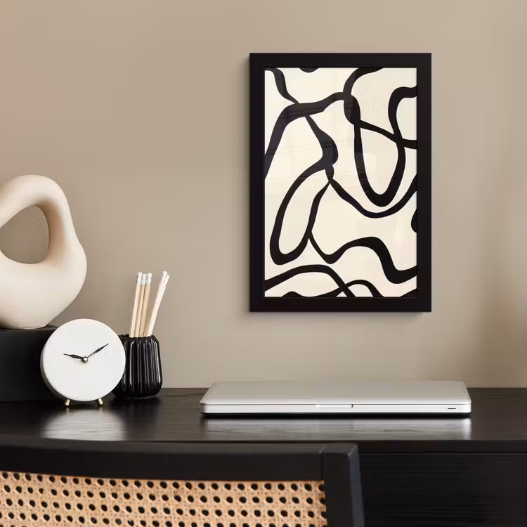 Abstract - Lijnen - Modern - Beige fotolijst zwart zonder passe partout klein -sfeer1