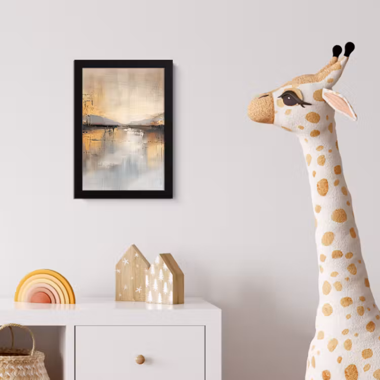 Abstract - Modern - Beige - Aesthetic - Goud fotolijst zwart zonder passe partout klein -usfeer4_kinderkamer