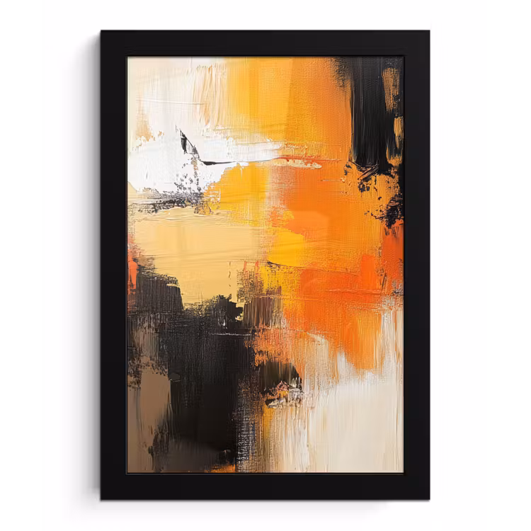 Abstract - Modern - Verflook - Herfst kleuren - Oranje fotolijst zwart zonder passe partout klein -3d