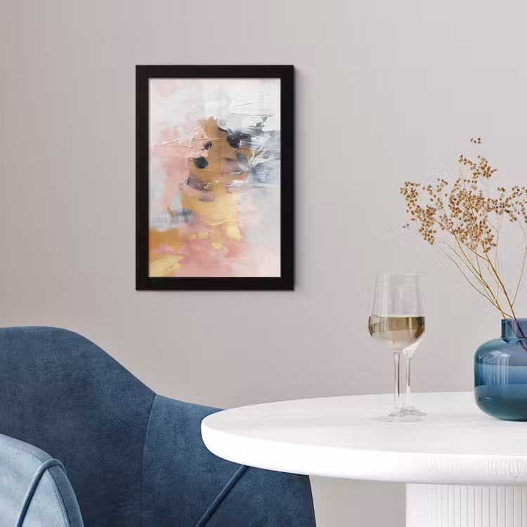 Abstract - Pastel kleuren - Goud - Modern - Aesthetic fotolijst zwart zonder passe partout klein -sfeer4