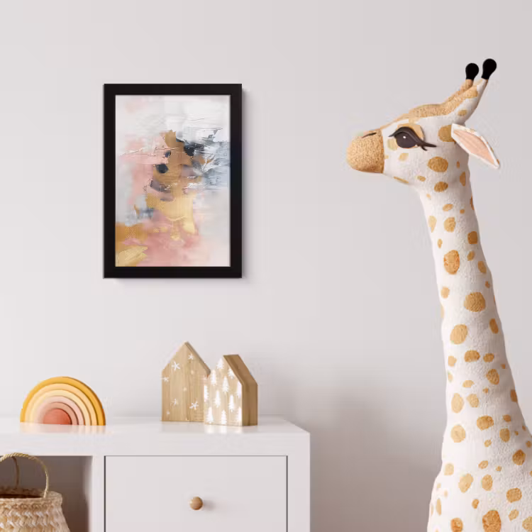 Abstract - Pastel kleuren - Goud - Modern - Aesthetic fotolijst zwart zonder passe partout klein -usfeer4_kinderkamer