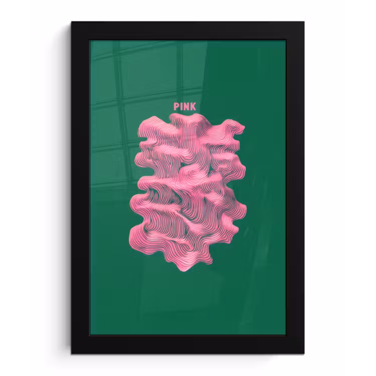 Abstract - Pink - Lijnen - Groen fotolijst zwart zonder passe partout klein -3d