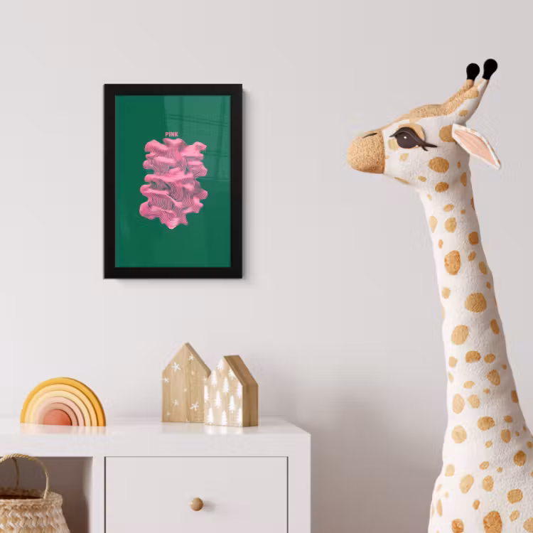 Abstract - Pink - Lijnen - Groen fotolijst zwart zonder passe partout klein -usfeer4_kinderkamer