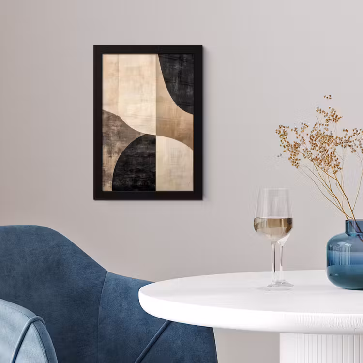 Abstract - Vlakken - Zwart - Rond fotolijst zwart zonder passe partout klein -sfeer4