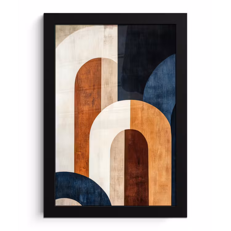 Abstract - Vormen - Donkerblauw fotolijst zwart zonder passe partout klein -3d