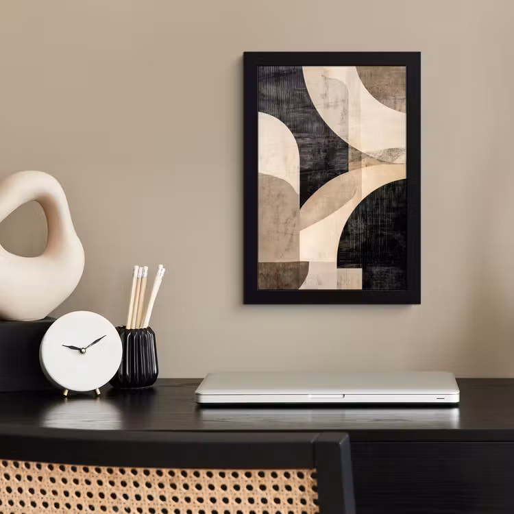 Abstract - Vormen - Modern - Beige fotolijst zwart zonder passe partout klein -sfeer1