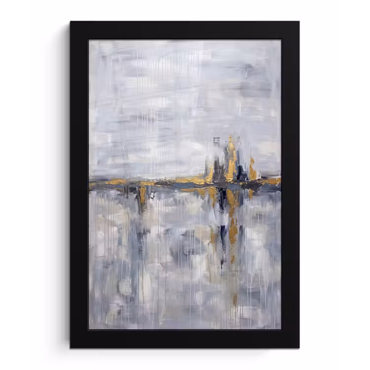Abstract - Structuur - Goud - Grijs - Modern fotolijst zwart zonder passe partout klein -3d