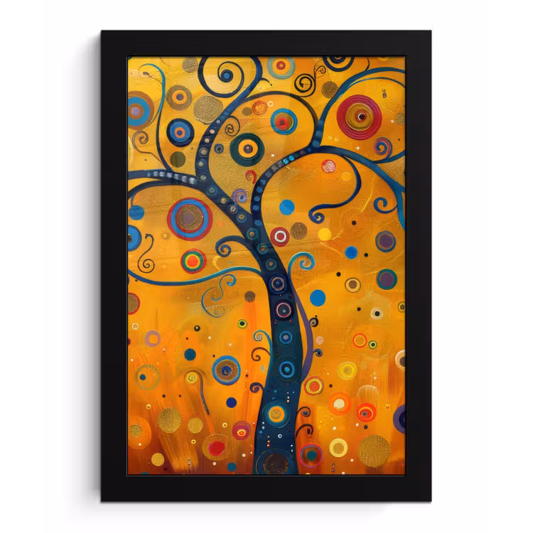 Abstract - Boom - Levensboom - Modern fotolijst zwart zonder passe partout klein -3d