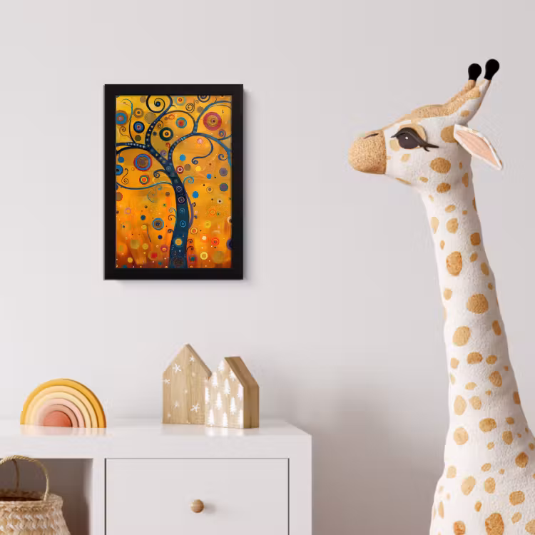 Abstract - Boom - Levensboom - Modern fotolijst zwart zonder passe partout klein -usfeer4_kinderkamer