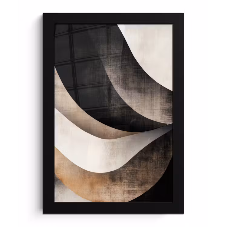 Abstract - Golven - Zwart - Verweerd fotolijst zwart zonder passe partout klein -3d