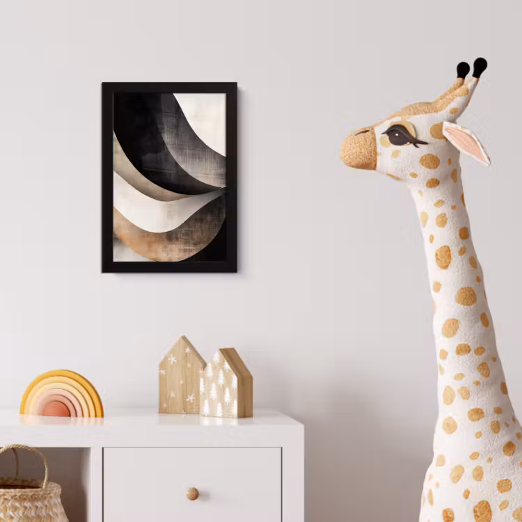 Abstract - Golven - Zwart - Verweerd fotolijst zwart zonder passe partout klein -usfeer4_kinderkamer