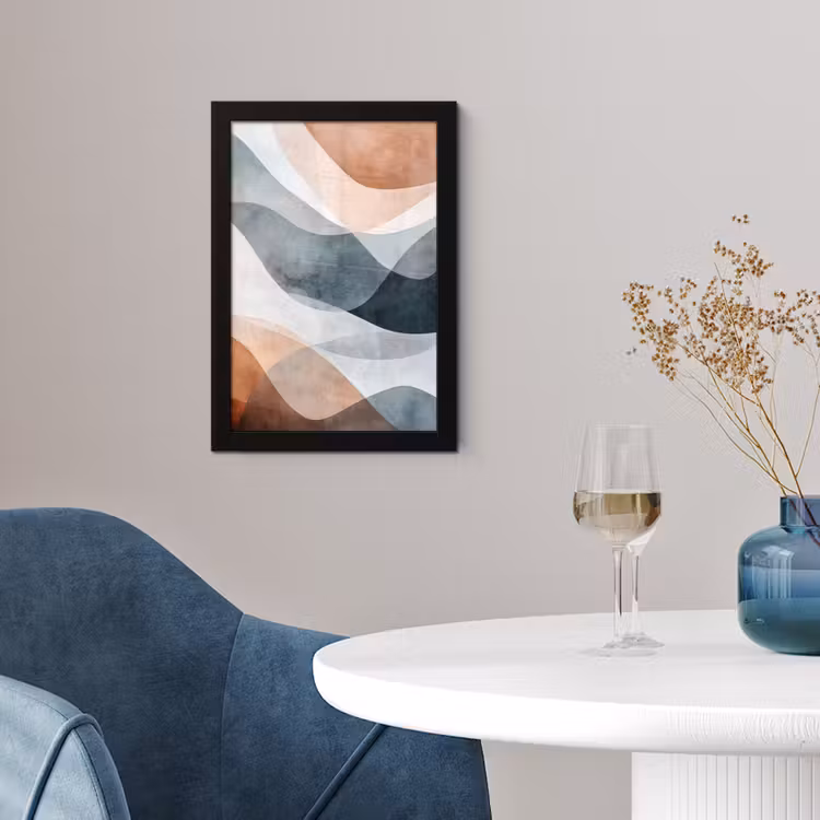 Abstract - Golven - Blauw fotolijst zwart zonder passe partout klein -sfeer4