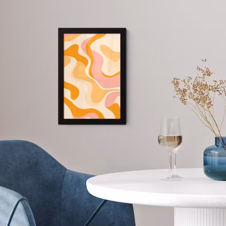 Abstract - Golvend - Oranje fotolijst zwart zonder passe partout klein -sfeer4