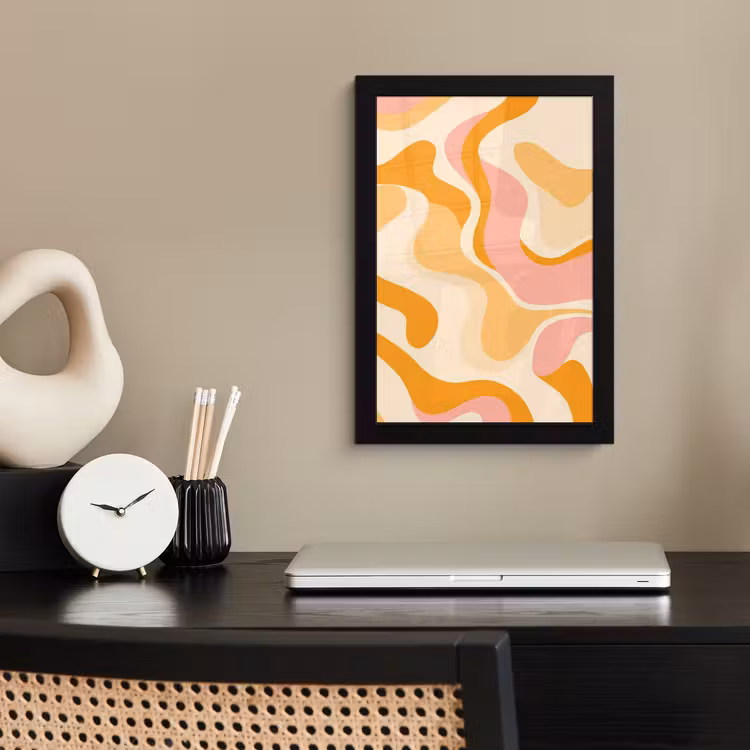 Abstract - Golvend - Oranje fotolijst zwart zonder passe partout klein -sfeer1