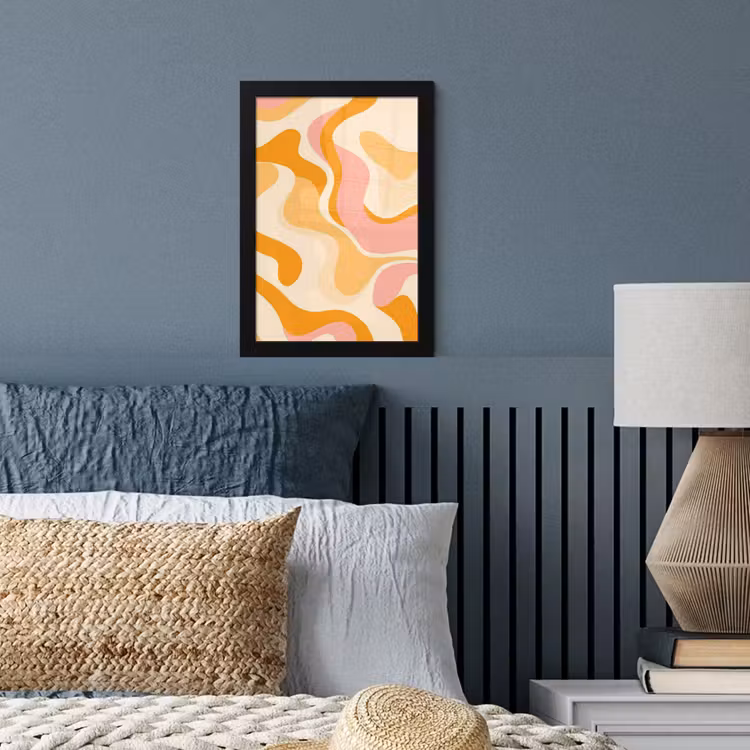 Abstract - Golvend - Oranje fotolijst zwart zonder passe partout klein -sfeer3