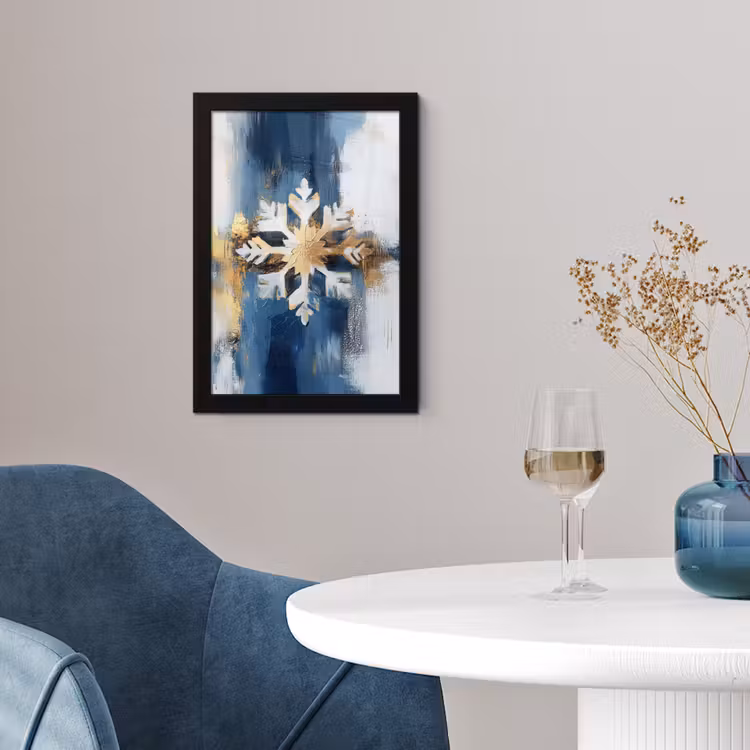 Abstract - Winter - Sneeuwvlok - Sneeuw - Goud fotolijst zwart zonder passe partout klein -sfeer4