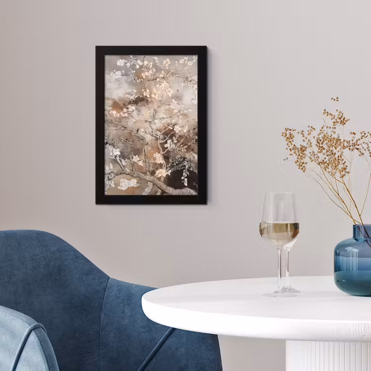 Amandelbloesem - Kunst - Van Gogh - Beige - Abstract fotolijst zwart zonder passe partout klein -sfeer4