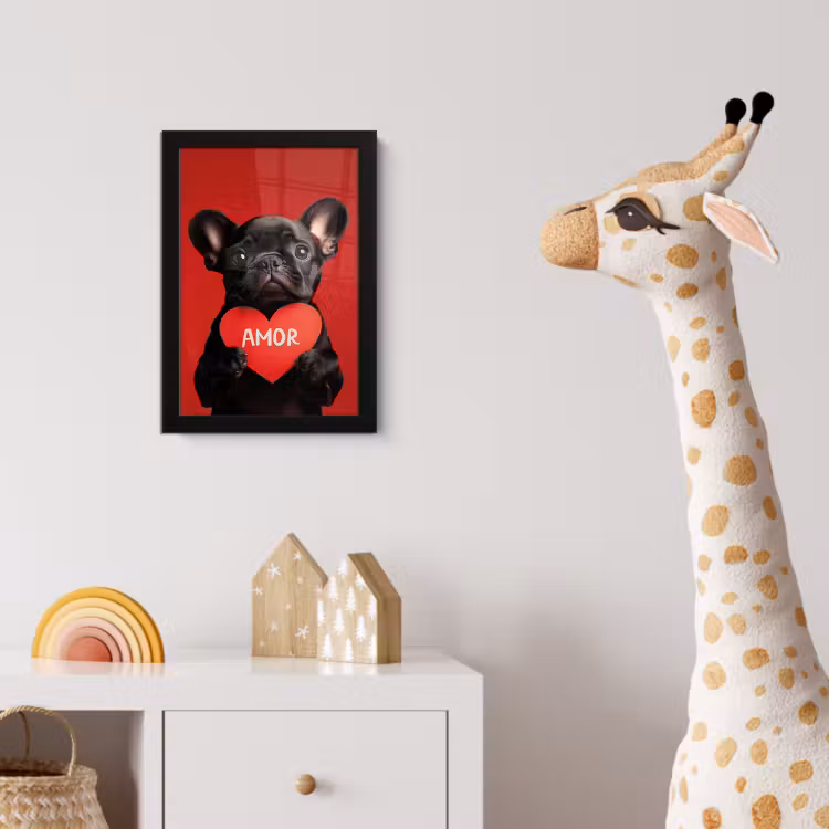 Amor - Hond  - Hartje - Rood fotolijst zwart zonder passe partout klein -usfeer4_kinderkamer